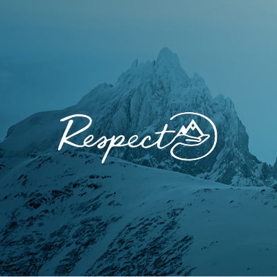 a mountain landscape with the Rossignol Respect logo
